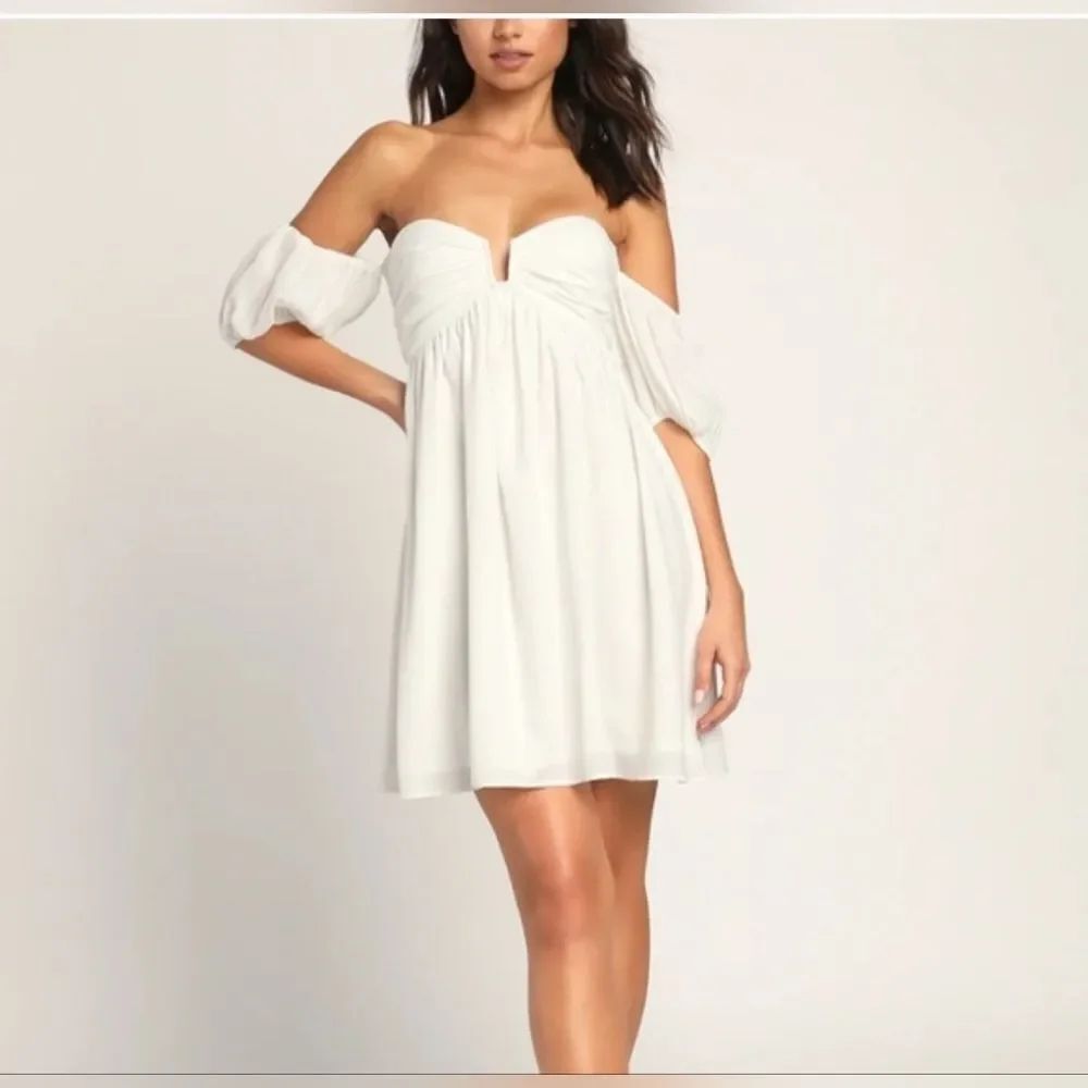 NWT Lulus My Dream Date White Off-the-Shoulder Mini Dress size S